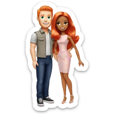 Ginger barbie with ken sticker