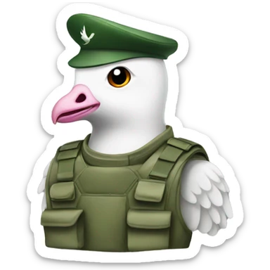 Dove with a green military helmet sticker