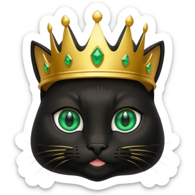 Black cat wearing a crown sticker