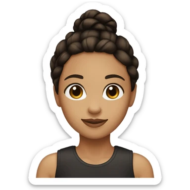 Create an emoji of a light brown tan girl with dark brown to black hair. In a side braid. Brown eyes.  sticker