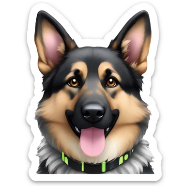 Black spotted brindle German shepherd husky fluffy ears and holographic harness running sticker