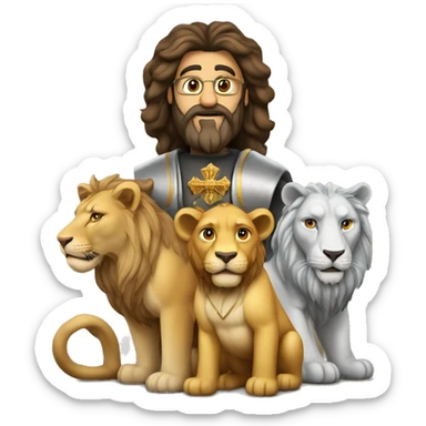 iglesia con 2 leones a su arrededor sticker
