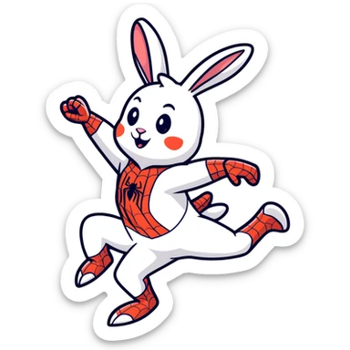Bunny wearing a Spiderman suit dancing  sticker