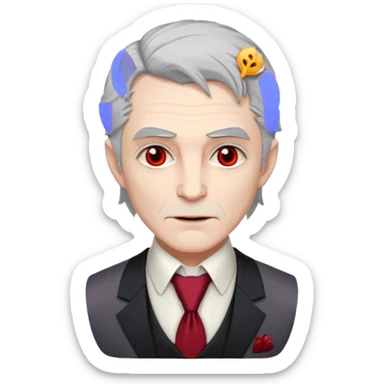  {
      "type": "human",
      "look": "old vampire lord, gray hair, formal vest, crimson tie",
      "description": "an old vampire lord with gray hair wearing a formal vest and crimson tie"
    } sticker