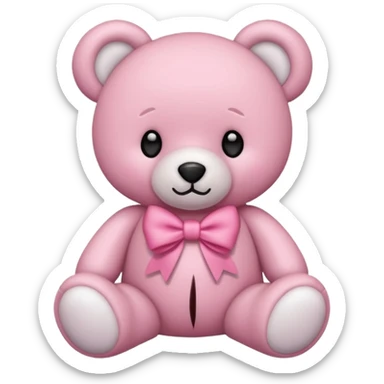 pink bow teddy bear solo sticker
