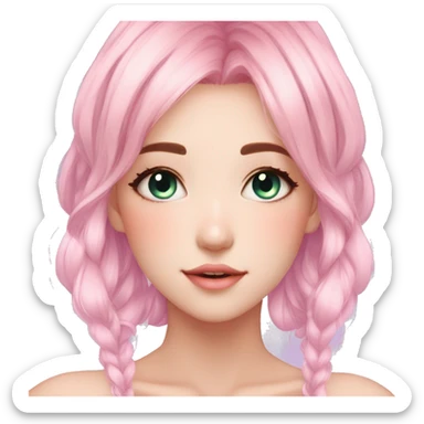 Gorgeous Beautiful Blushing Petite Colorful-Shiny-Pastel-Fairy-Soarkle-Anime-Girl with beautiful gradient pastel hair aesthetic sticker