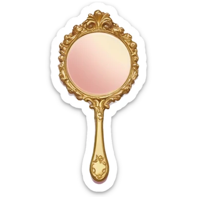 vintage rococo gold and pink hand mirror sticker