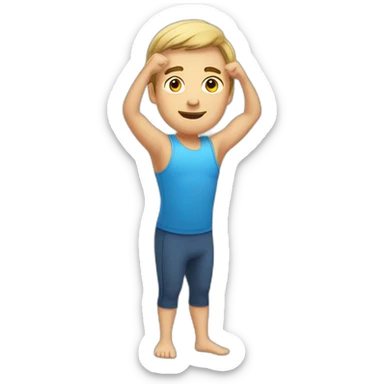 caucasian men doing morning stretch sticker