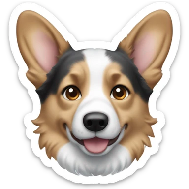 Merle corgi with tan points, a half white face and blue eyes sticker