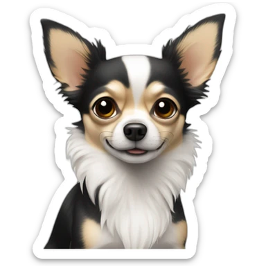 Chihuahua blanc et noir à poils longs sticker