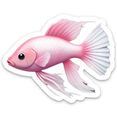 Pink and white beta fish sticker