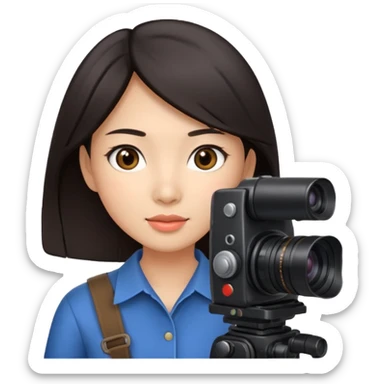 woman cameraman hold a camera, young asian skin sticker