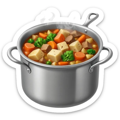 a saucepan with boiling stew sticker