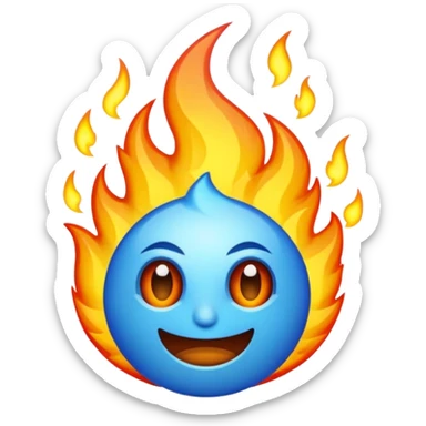 Rayos, centellas y fuego con expresiones de asombro azul sticker