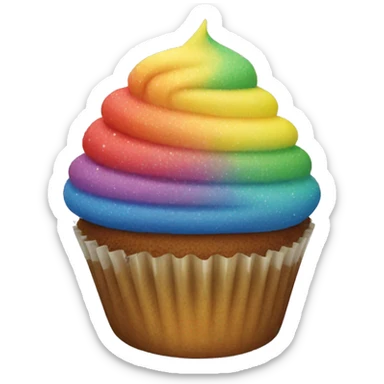 Rainbow cupcake   sticker