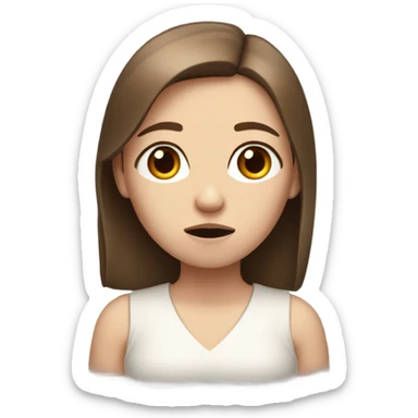 Pale girl with brown hair saying Sorry sticker