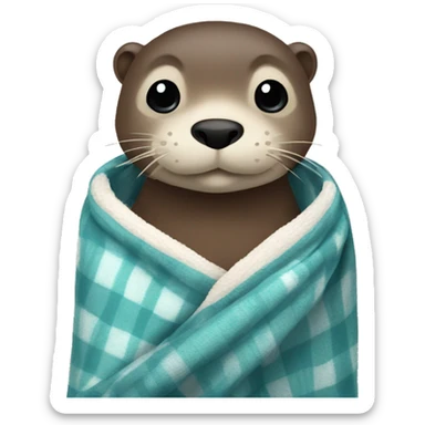 otter cozy in blanket sticker