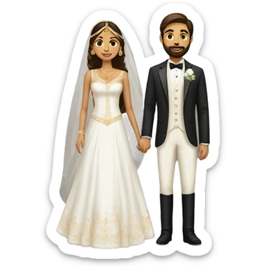 white indian bride and tall groom with beard sticker
