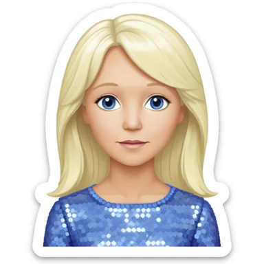  Agnetha Fältskog from ABBA with long platinum blonde hair, periwinkle sequin outfit  sticker