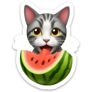 Cat eating a watermelon  sticker