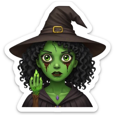 black curly hair, dark skin Zombie Witches sticker