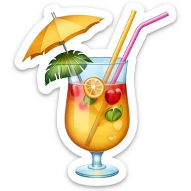 beach cocktail emoji, with a straw sticker