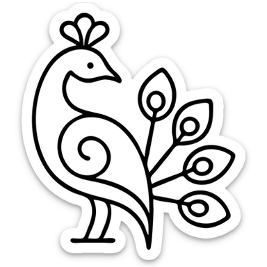 Elegant Indian peacock motif design sticker
