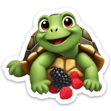 Tortoise eating berries sticker