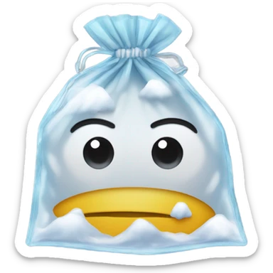 Snow in a see through zip lock bag sticker