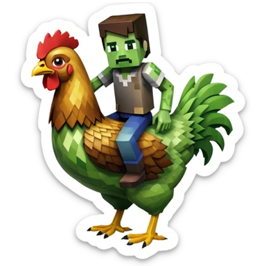 minecraft zombie riding a chicken sticker