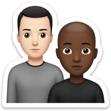 Tall white guy with tiny black guy sticker