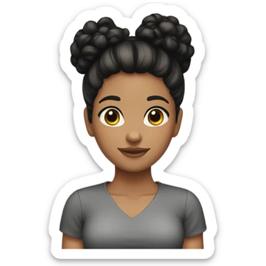  girl medium skin with black curly hair in a bun sticker