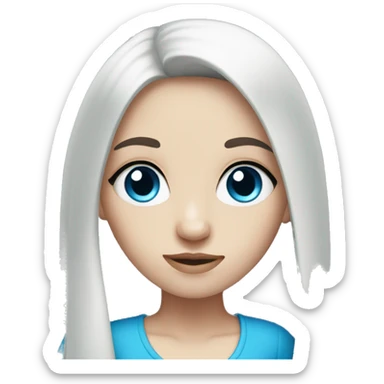 Pale girl with blue eyes and long straight black hair sticker