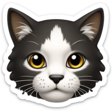 Gato bravo peludo preto e branco sticker