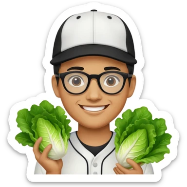 lettuce happy black glasses baseball hat sticker