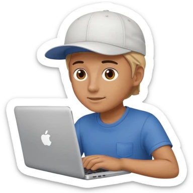 generate a person emoji with his laptop with cap too sticker
