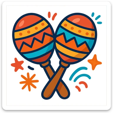 pair of maracas, festive style sticker