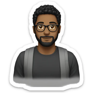 27 year old white male, black hair, black short beard, glasses sticker