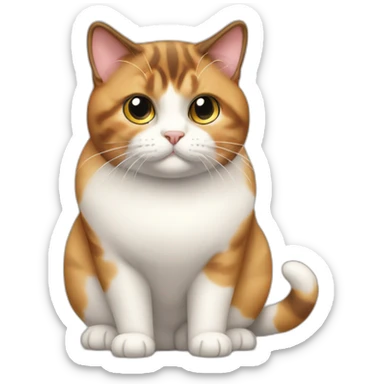 obese body calico cat standing sticker