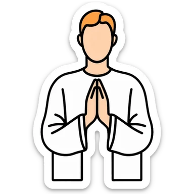 Person with hands folded, praying and talking to God, divine connection sticker