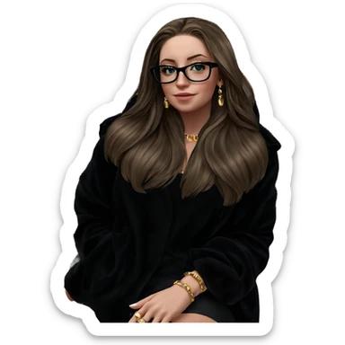 sitting girl with jewelry sticker