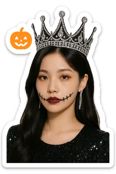 halloween kpop idol crown, sparkly and trendy, remove background sticker