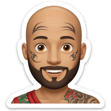 bald bearded man with face tattoo sticker