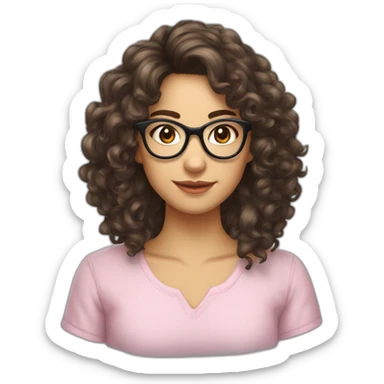 brune cheveux bouclés lunettes sticker