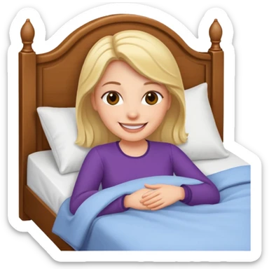 Creer emoji de une femme dans un lit heureuse  sticker