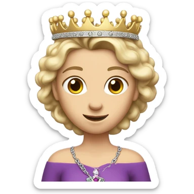 Caucasian Heidi wearing purple holding a key and wearing a crown sticker