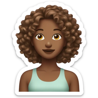 Girl with brown wavy curly hair with skincare products on her face sticker