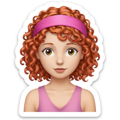 Copper Curly hair with pink headband  sticker