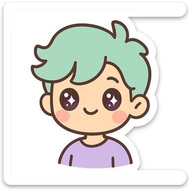 a cute twink, soft features, playful expression, stylish hair, pastel colors sticker