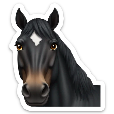 Realistic Black horse with a brown nose , short black mane, and a small white mark on her forehead sticker